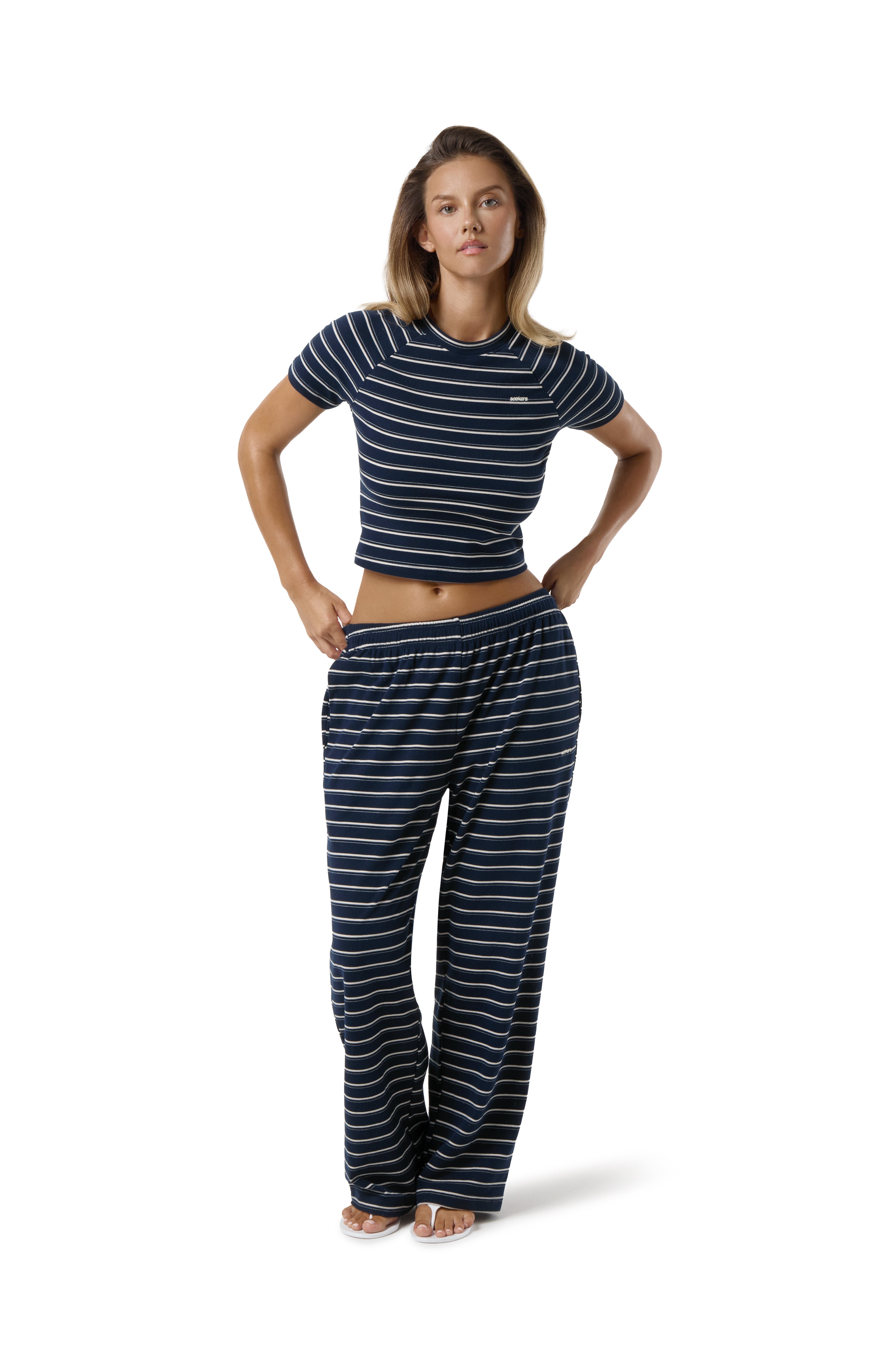 Wilma Soft Cap Sleeve Top in Navy